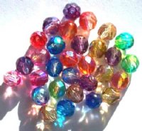 25 8mm Faceted Tri Tone AB Mix Firepolish Beads